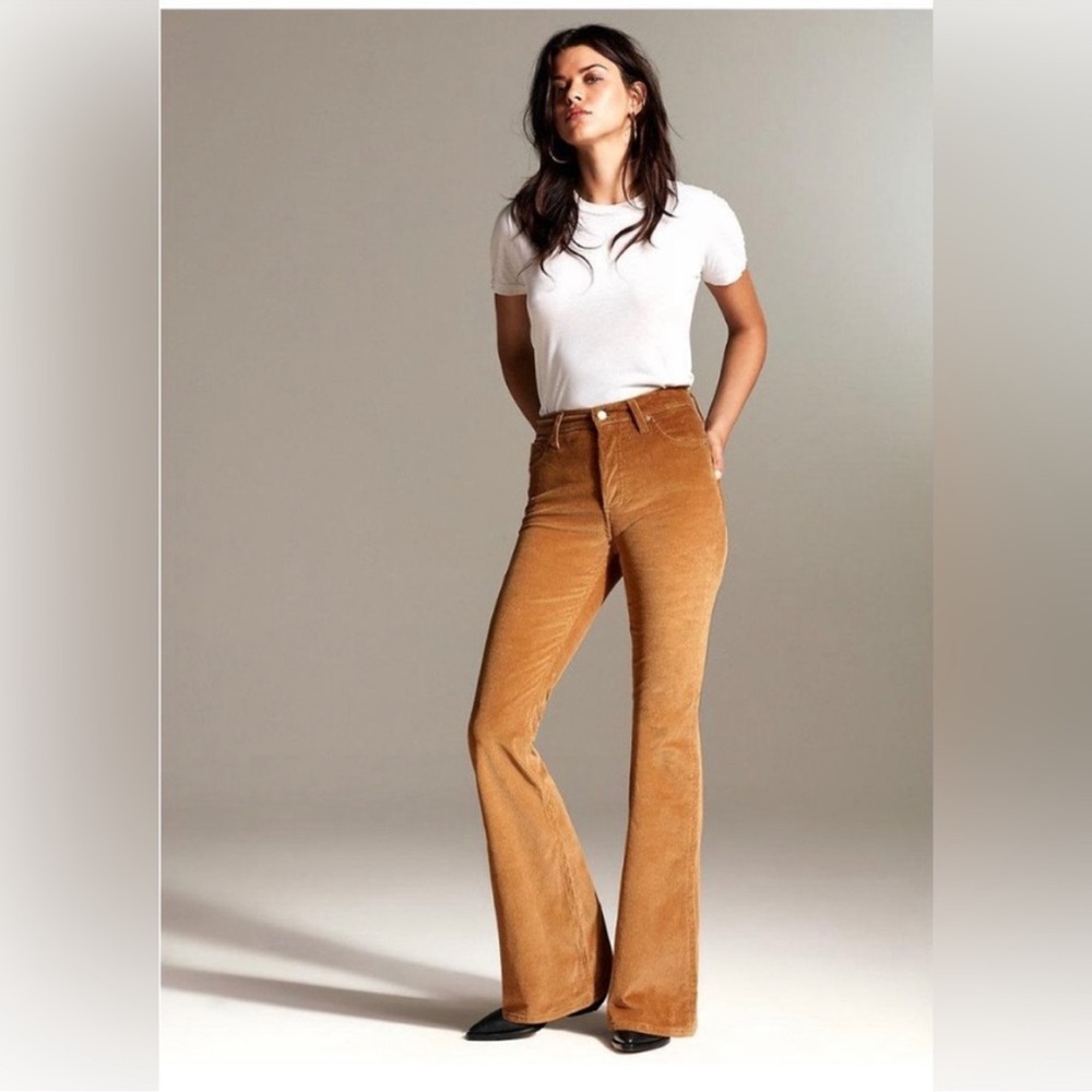Aritzia Denim Forum Marianne High Rise Flare Corduroy Golden Amber Size 28